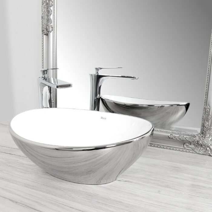умивальник Rea Sofia 34,5x40,9 silver/white (REA-U0420)