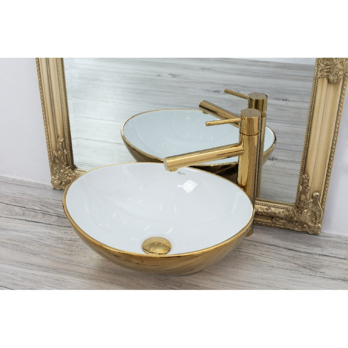 умивальник Rea Sofia 34,5x40,9 gold/white (REA-U0456)