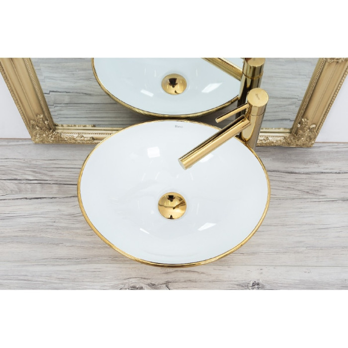 умивальник Rea Sofia 34,5x40,9 gold/white (REA-U0456)