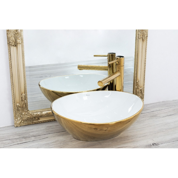 умивальник Rea Sofia 34,5x40,9 gold/white (REA-U0456)
