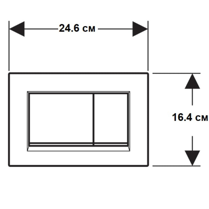 115.883.16.1 Sigma20 square Клавіша змиву, подвійний змив, легкоочисна поверхня, чорний мат/чорний (1 сорт)