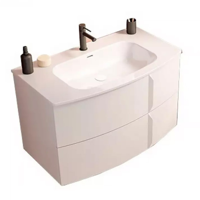 C0073311 (126477+123067) Тумба WAVE 80 на 2 ящики, білий матовий + раковина керамічна Trend (1 сорт)