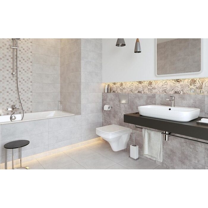 Плитка стінова Snowdrops Light Grey 20x60 код 8986 Церсаніт