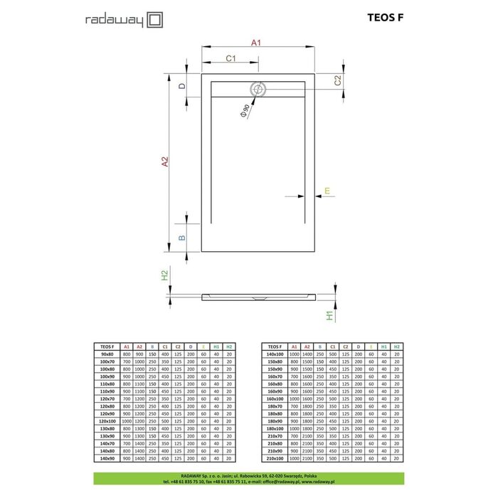 Душовий піддон Teos F 130x80 см white, RADAWAY