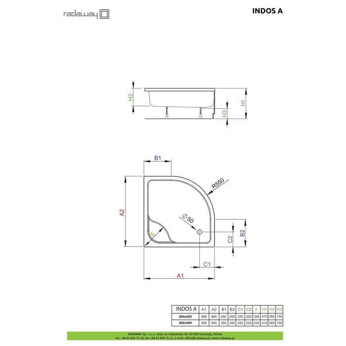 Душовий піддон Indos A 80x80 см, RADAWAY
