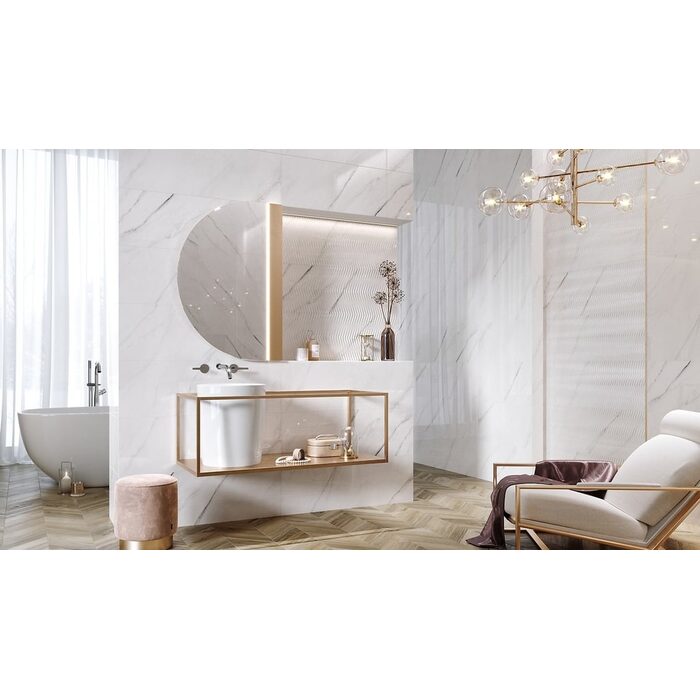 Плитка стінова Carrara Chic White GLOSSY 29x89 код 3587 Опочно