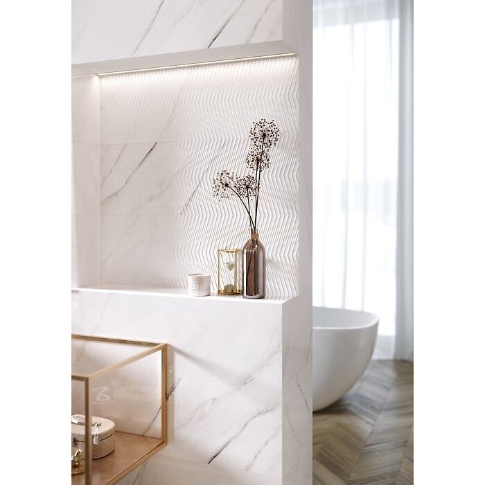 Плитка стінова Carrara Chic White GLOSSY 29x89 код 3587 Опочно