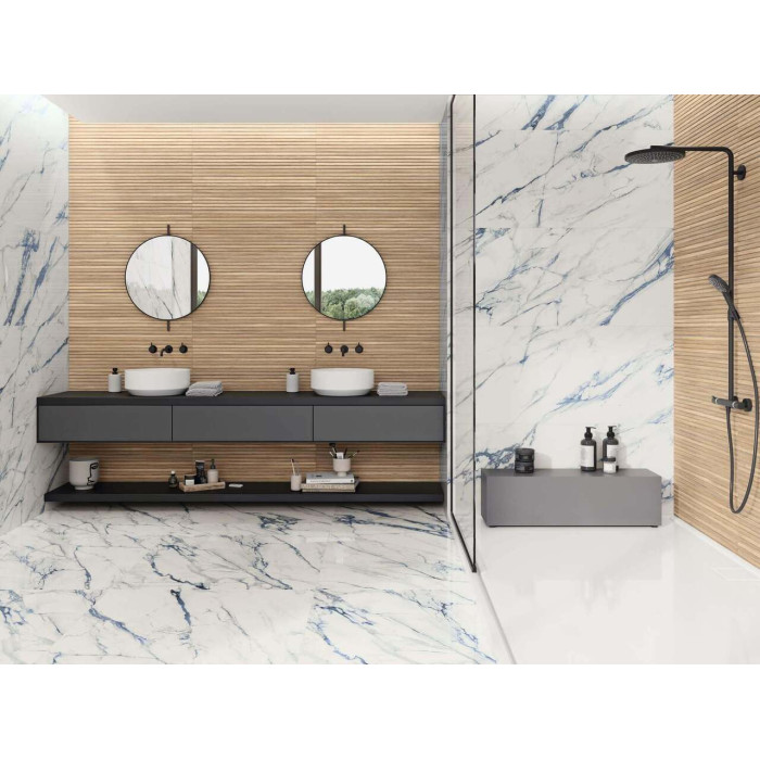 Плитка керамогранітна 1840 Blue Calacatta RECT PULIDO 980x980 Porcelanite Dos