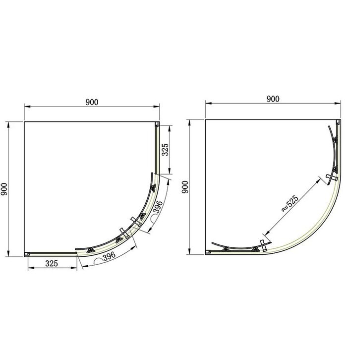 SHQC51906 FRAME Душова кабіна, розсувна - чверть кола 90*90 - хром/прозоре скло(1уп) (1 сорт)