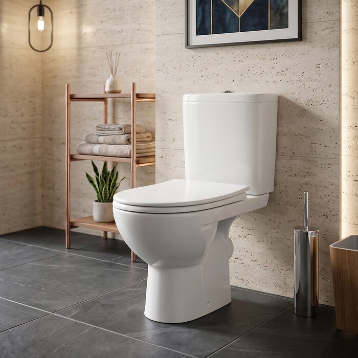 L79046000 Freja Premium Унітаз-компакт косий вип.,  нижній підвід, дюропластове сидіння з мікроліфтом 3/6л (1 сорт)