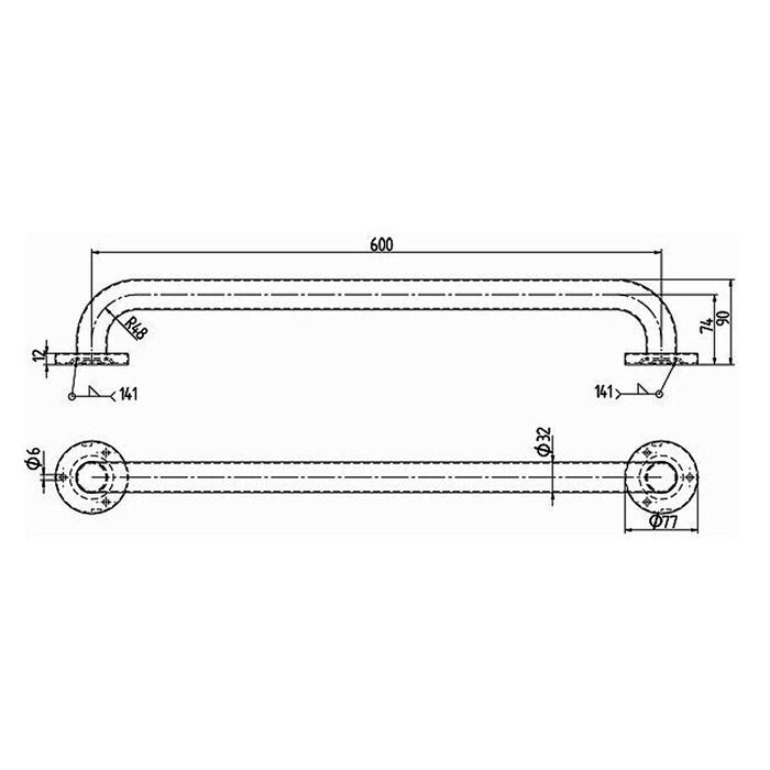 L60006000 LEHNEN CONCEPT Поручень прямий 60 cm, нерж. сталь (1 сорт)