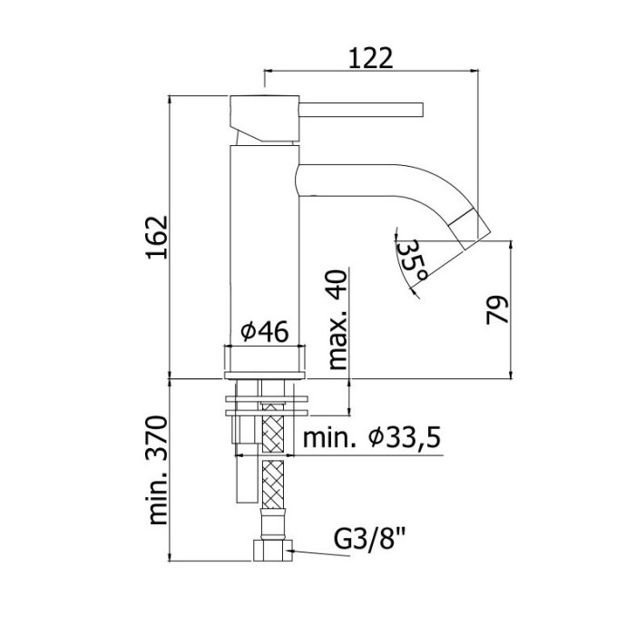 LIG071ST light змішувач для раковини без донного клапану,  Steel looking (1 сорт)