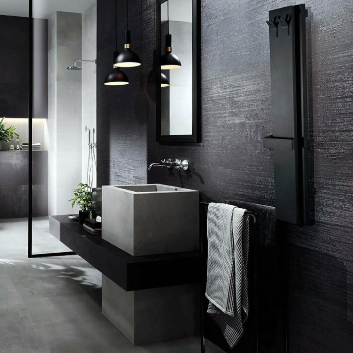 1267 Рушникосушка DEWEIT-Whole Wall 1250*290 з функцією обігріву, антрацит мат (1 сорт)