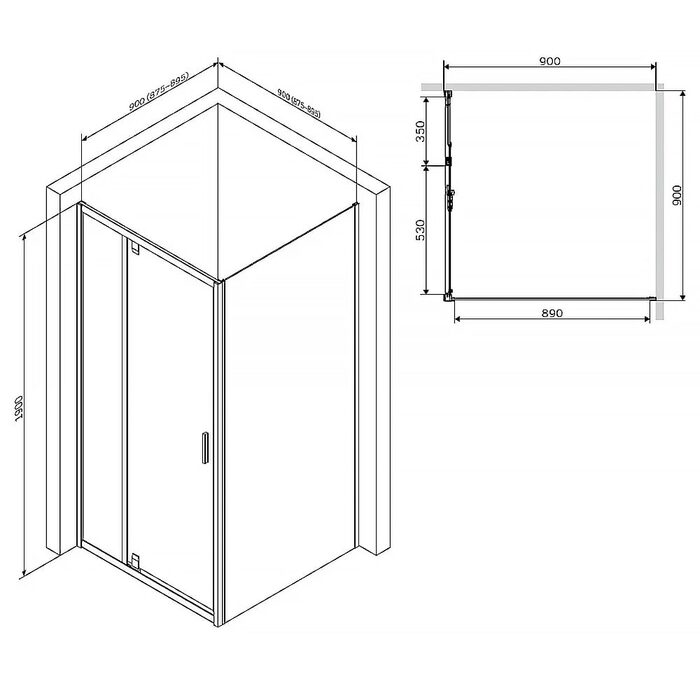 W90UG-404-090MT Душ. кабіна Gem Square Pivot 90x90 (1 сорт)