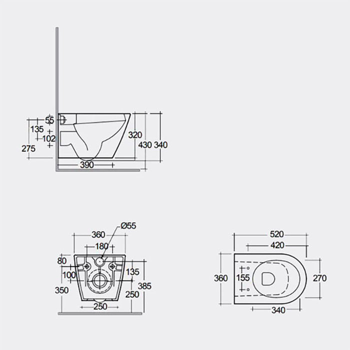 RSTSC3901514+ RST23514A FEELING Унітаз підвісний з кришкою Duroplast, SLIM, Soft Close, Quick Release, Rimless, Matt Cappuccino (1 сорт)