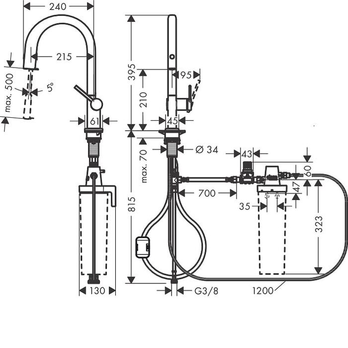 76803000 HG Aqittura M91 Змішувач д/кухні FilterSystem 210 1 jet, хром (1 сорт)