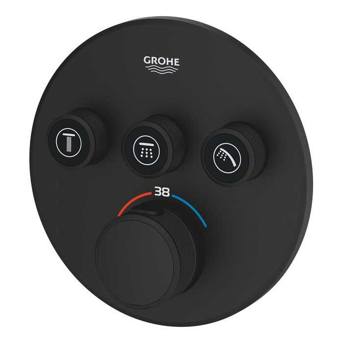 29508KF0 Grohtherm SmartControl Зовнішня частина термостату прихованого монтажу на 3 споживачі, чорний (1 сорт)