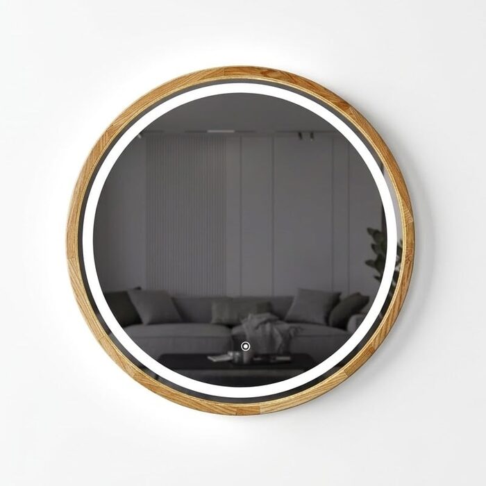 Perfection Slim Дзеркало з підсвіткою LED дуб натуральний 750мм (аурна,фронтальна,сенсорна) (1 сорт)
