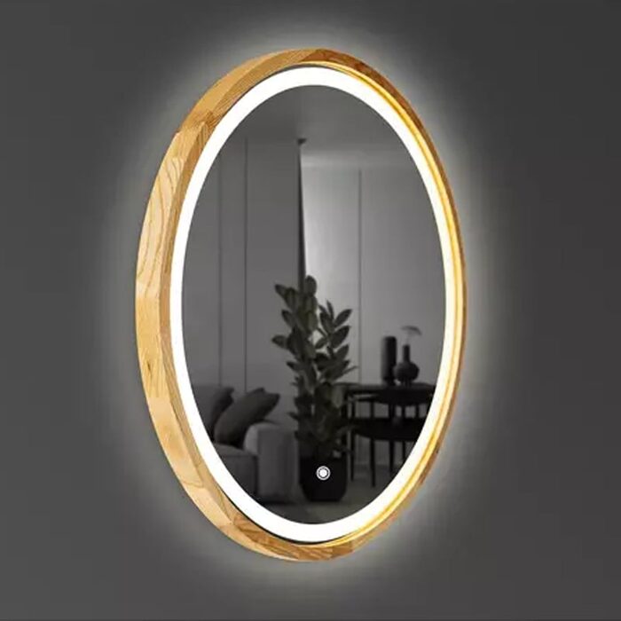 Perfection Slim Дзеркало з підсвіткою LED дуб натуральний 750мм (аурна,фронтальна,сенсорна) (1 сорт)