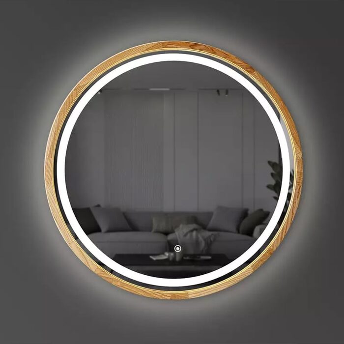 Perfection Slim Дзеркало з підсвіткою LED дуб натуральний 750мм (аурна,фронтальна,сенсорна) (1 сорт)