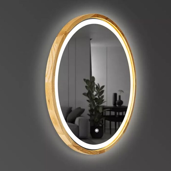 Perfection Slim Дзеркало з підсвіткою LED дуб натуральний 650мм (аурна,фронтальна,сенсорна) (1 сорт)