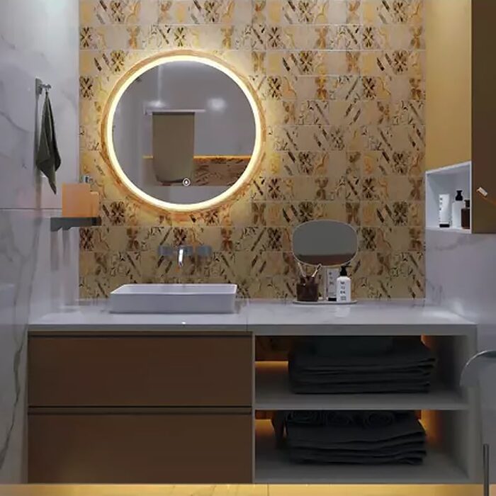 Perfection Slim Дзеркало з підсвіткою LED дуб натуральний 650мм (аурна,фронтальна,сенсорна) (1 сорт)