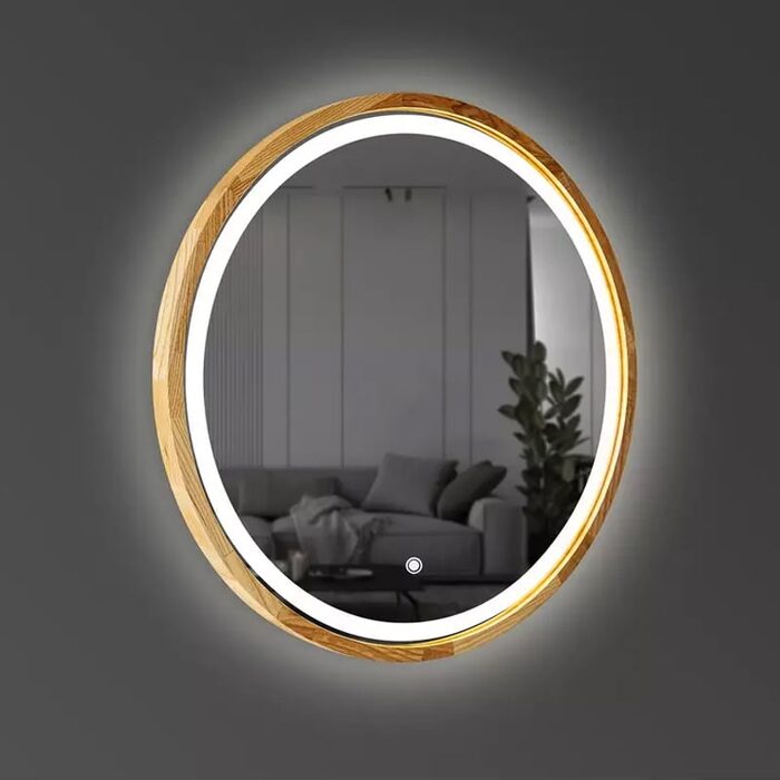 Perfection Slim Дзеркало з підсвіткою LED дуб натуральний 650мм (аурна,фронтальна,сенсорна) (1 сорт)