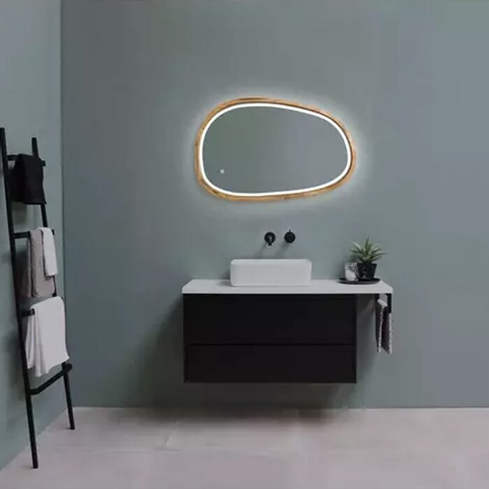 Dali дзеркало асиметричне 500*800мм, LED, (аура,фронт,сендим) дуб натуральний (1 сорт)