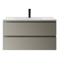 SPD BS 2C KDIC+LAV SKY IN CX R4К тумба з двома ящиками  L100 H55 P45, в кольорі  CEMENTO 127 з раковиною глянцевою білою 101х46,5х1,6 (1 сорт)