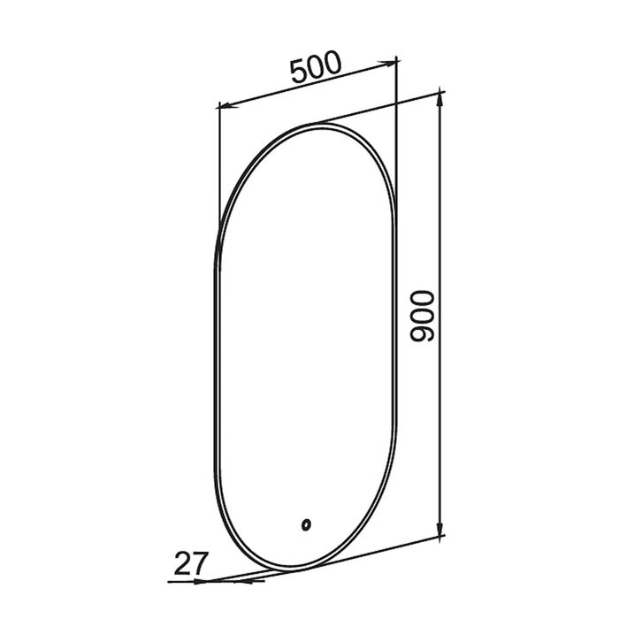 22781 Дзеркало Solar 50x90 см UNI sensor з підсвіткою овальне (1 сорт)