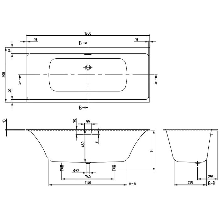 UBQ180SBW2DV-RW Subway 3.0  Ванна 1800х800, білий матовий (1 сорт)