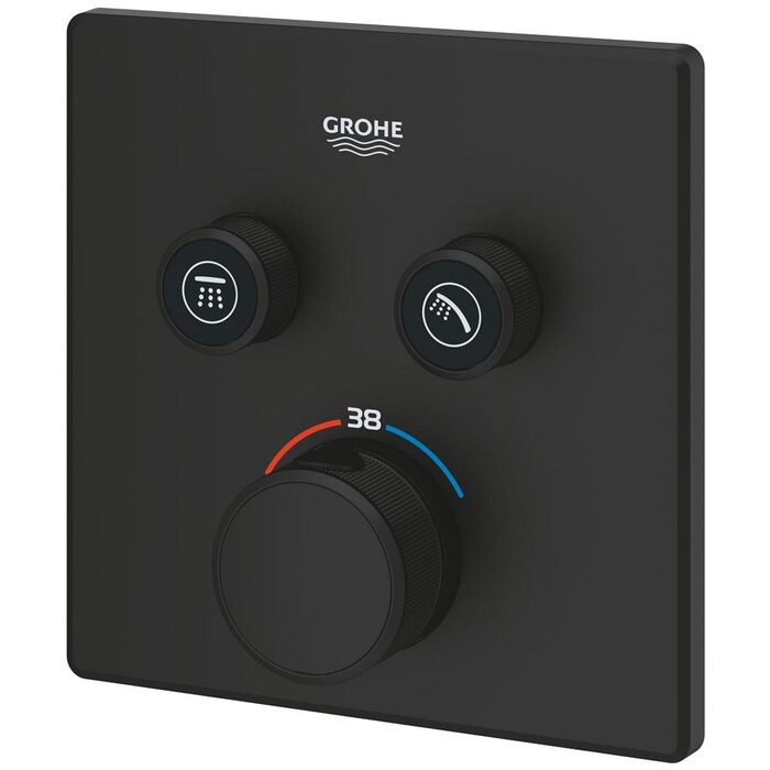 102166KF00 Grohtherm SmartControl Зовнішня частина термостату прихованого монтажу, 2 споживачі, чорний матовий (1 сорт)