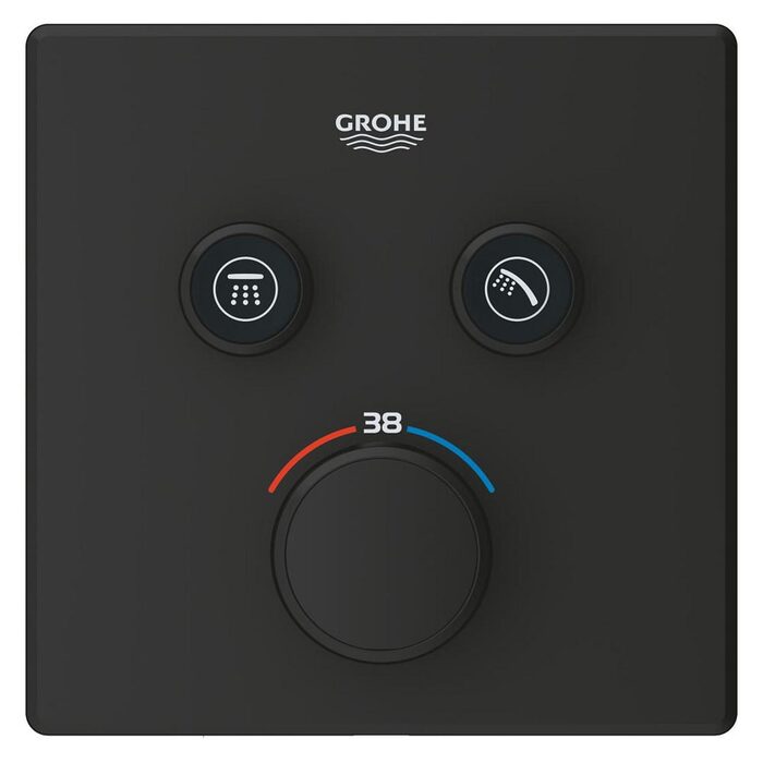 102166KF00 Grohtherm SmartControl Зовнішня частина термостату прихованого монтажу, 2 споживачі, чорний матовий (1 сорт)
