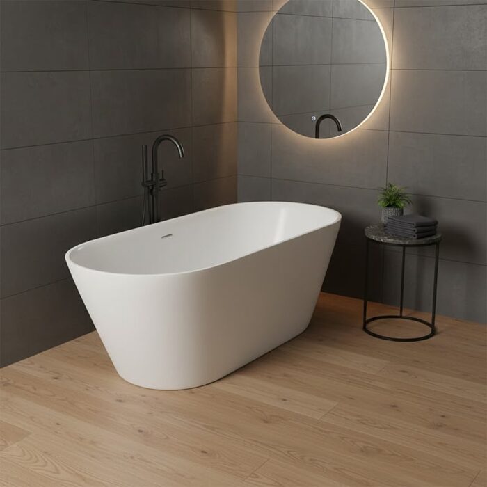 17070130WL Style Lite Ванна окремостояча 167x72,5 см з литого (штучного) каменю Caststone, без переливу, з сифоном, колір білий глянець (1 сорт)