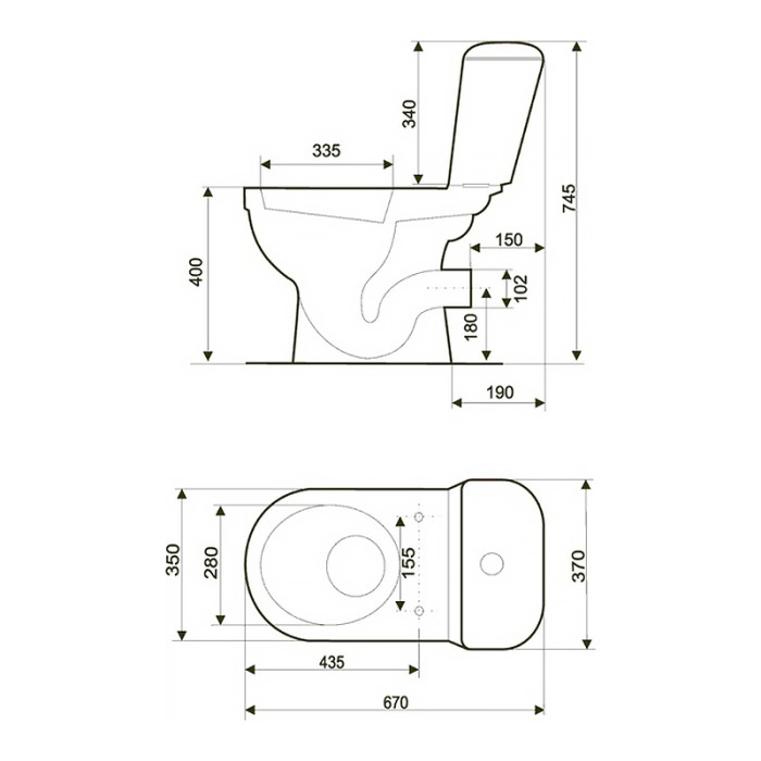 K03-071 Компакт 901 MERIDA 031 3/6 TS PP METAL HINGES UA з поліпропіленовим сидінням з мет.кріпл., косий випуск, нижній підвід води, білий глянець ( CCKZ1016600001 ) (1 сорт)