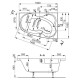 VPBA163MEL3LX-04 Melite Ванна 160x105 лівостороння з панелю VPPP16009FP3 +VPSET007 ніжки, біла (1 сорт)