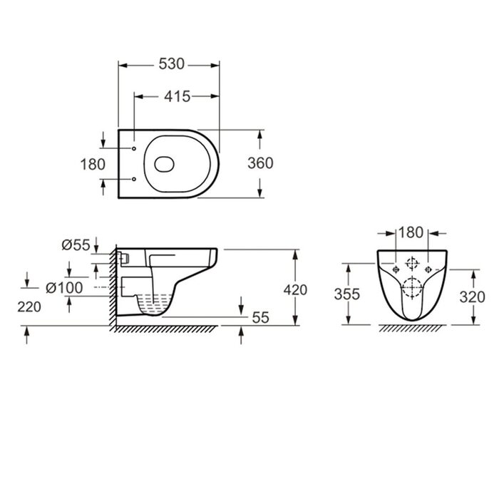 3810825 Simple Підвісний безобідковий унітаз з кришкою soft-close, Vortex Flush, білий глянець (1 сорт)