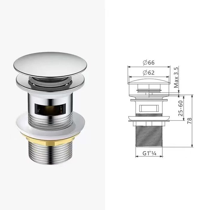 550548N Донний клапан, brushed nickel (1 сорт)