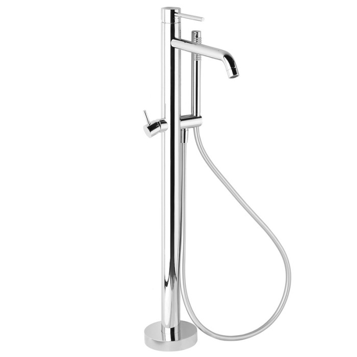 LIG032CR LIGHT Змішувач для ванни з підлоги з внутрішньою частиною, з ручним душем, хром (1 сорт)