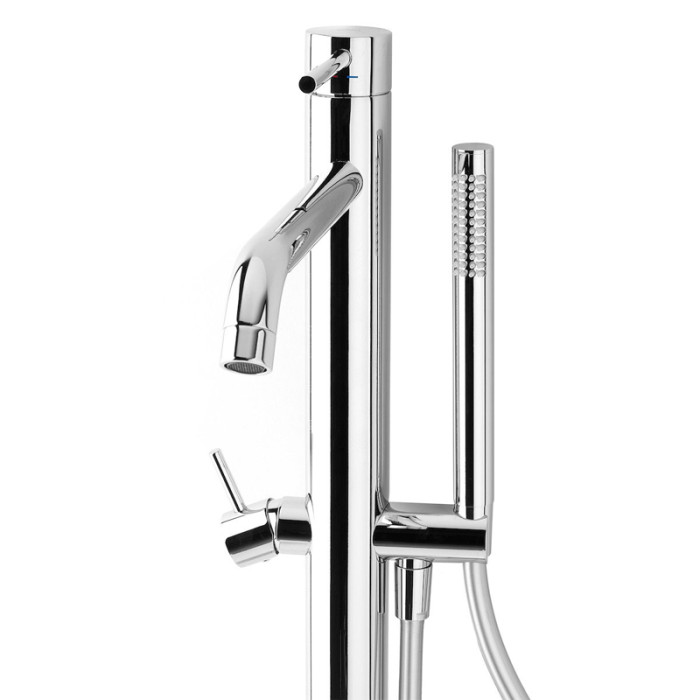 LIG032CR LIGHT Змішувач для ванни з підлоги з внутрішньою частиною, з ручним душем, хром (1 сорт)