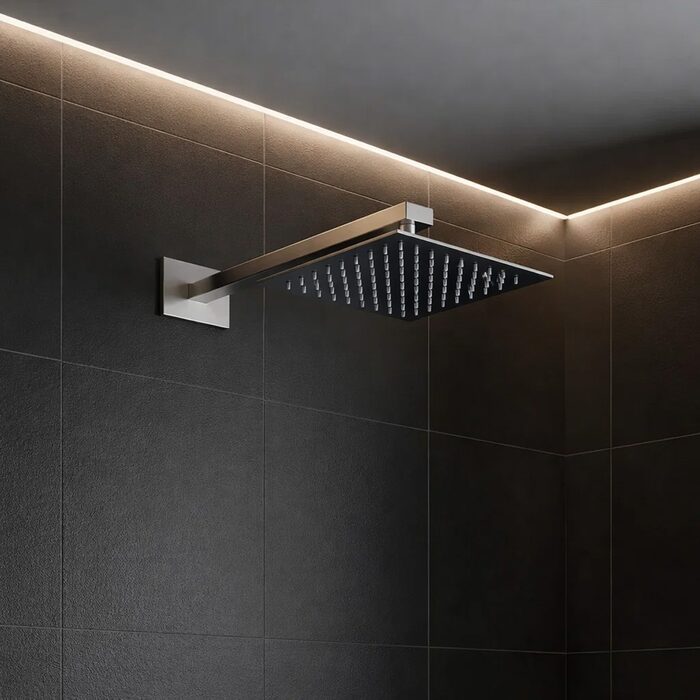 D113000000120BN Flow Верхня душова лійка 250x250 мм з кронштейном, brushed nickel (1 сорт)