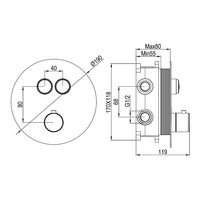 D114124010011BM Flow Змішувач на 2 споживачі з термостатом, для ванни/душу, прихованого монтажу, чорний матовий (1 сорт)