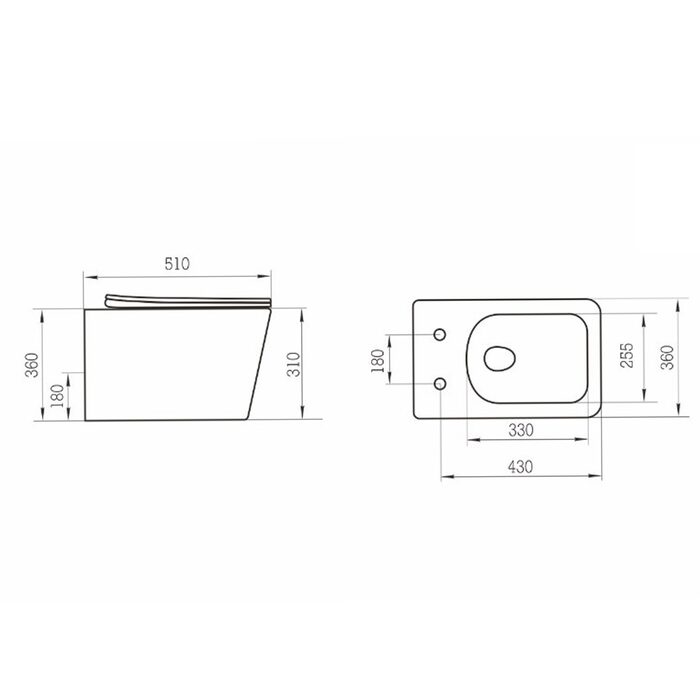 DBS71051111W Balance Square Підвісний безобідковий унітаз з кришкою soft-close, Vortex Flush, білий глянець (1 сорт)