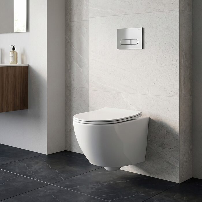 DUN30201111W Universal Підвісний безобідковий унітаз з кришкою soft-close та Vortex Flush, білий (1 сорт)