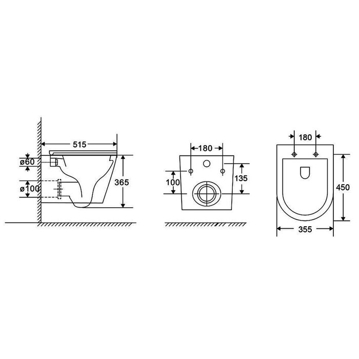 DCA0530111W Calma Унітаз підвісний 515x355x365mm з кришкою soft-close, Vortex Flush, білий глянець (1 сорт)