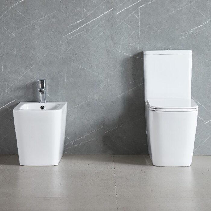 DFL2170211W Flow square Унітаз-компакт 610x365x825мм з кришкою soft-close, Vortex Flush, білий глянець (1 сорт)