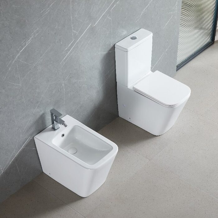 DFL2170211W Flow square Унітаз-компакт 610x365x825мм з кришкою soft-close, Vortex Flush, білий глянець (1 сорт)