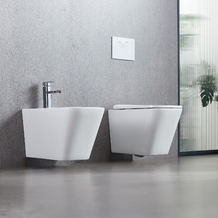 DFL0520400W Flow square Біде 485x345x330мм з отвором під змішувач, білий глянець (1 сорт)