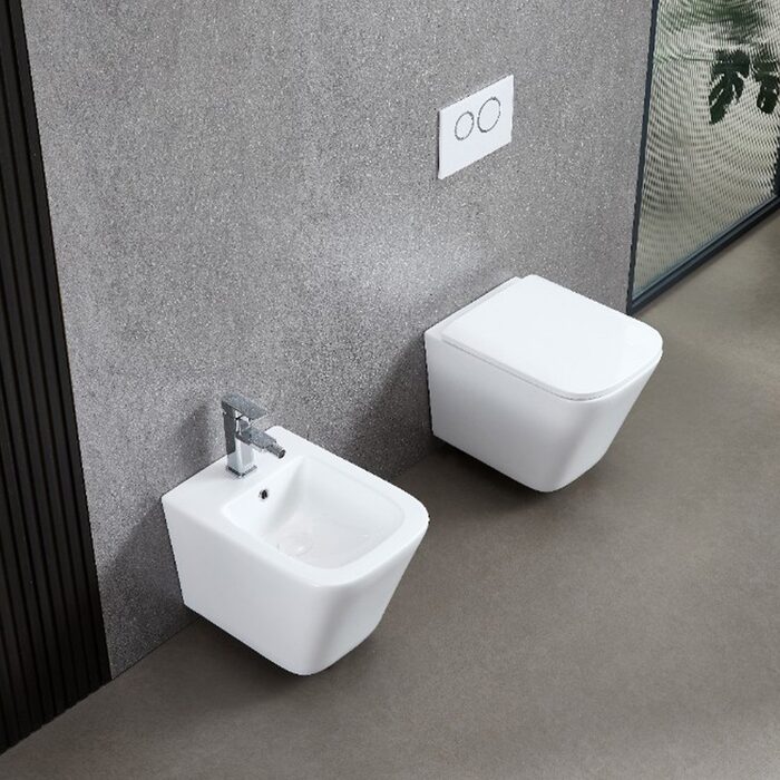 DFL0520400W Flow square Біде 485x345x330мм з отвором під змішувач, білий глянець (1 сорт)