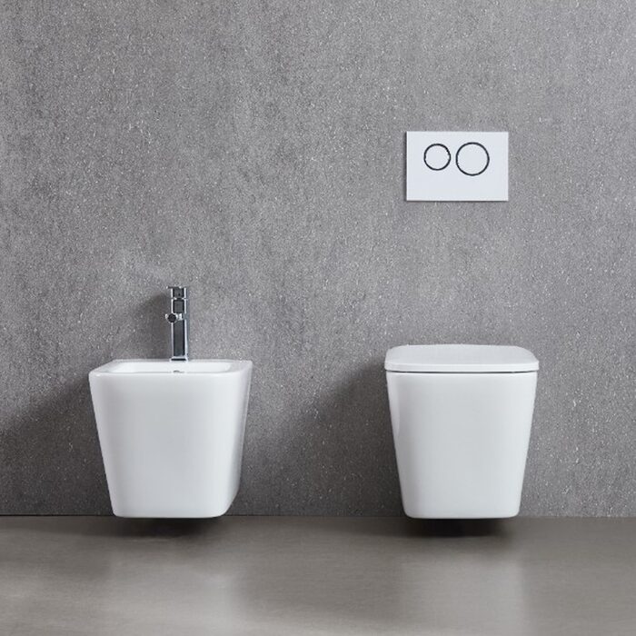 DFL0520400W Flow square Біде 485x345x330мм з отвором під змішувач, білий глянець (1 сорт)